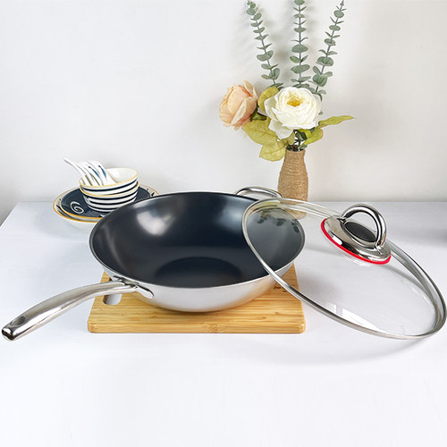 博朗菲纳米搪瓷无涂层不粘炒锅煎锅家用炒菜锅煎炒锅电磁炉燃气灶