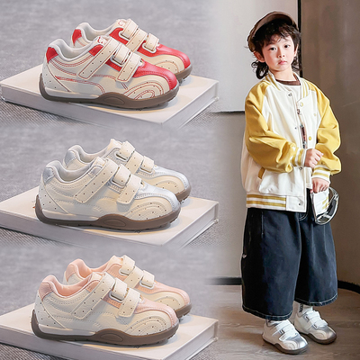 女童运动鞋子皮面德训鞋2026春季新款儿童赛车鞋中大童男童阿甘鞋