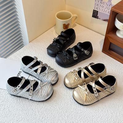 女童芭蕾风蝴蝶结玛丽珍皮鞋