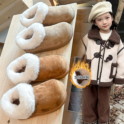 女童雪地靴加绒加厚保暖大棉鞋