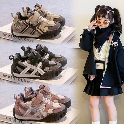 儿童运动鞋2025秋季新款男童皮面鞋子中大童休闲阿甘鞋女童德训鞋