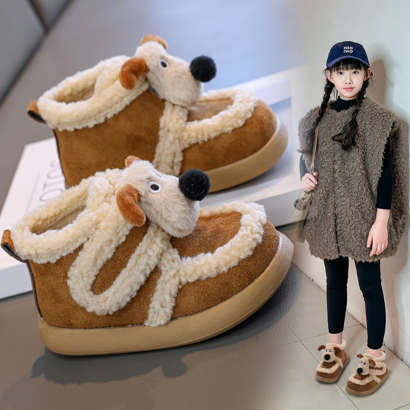 儿童卡通小熊二棉保暖棉靴防滑