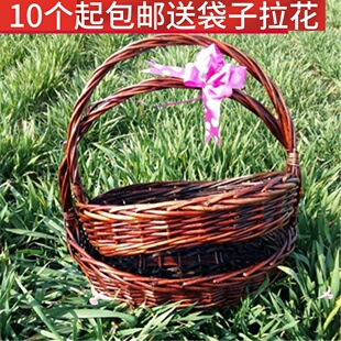 水果篮藤编礼品超市竹篮子草编舞蹈道具柳编插花篮定做鸡蛋篮提篮