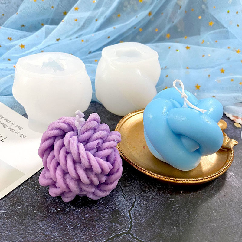ins毛线球团蜡烛香薰硅胶模具3D立体慕斯巧克力创意韩式扩香石模