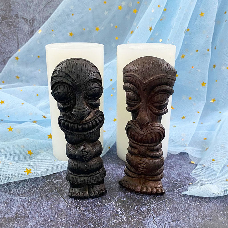 万圣节复古鬼脸魔鬼恶魔硅胶模具搞怪创意摆件diy香薰蜡烛石膏模