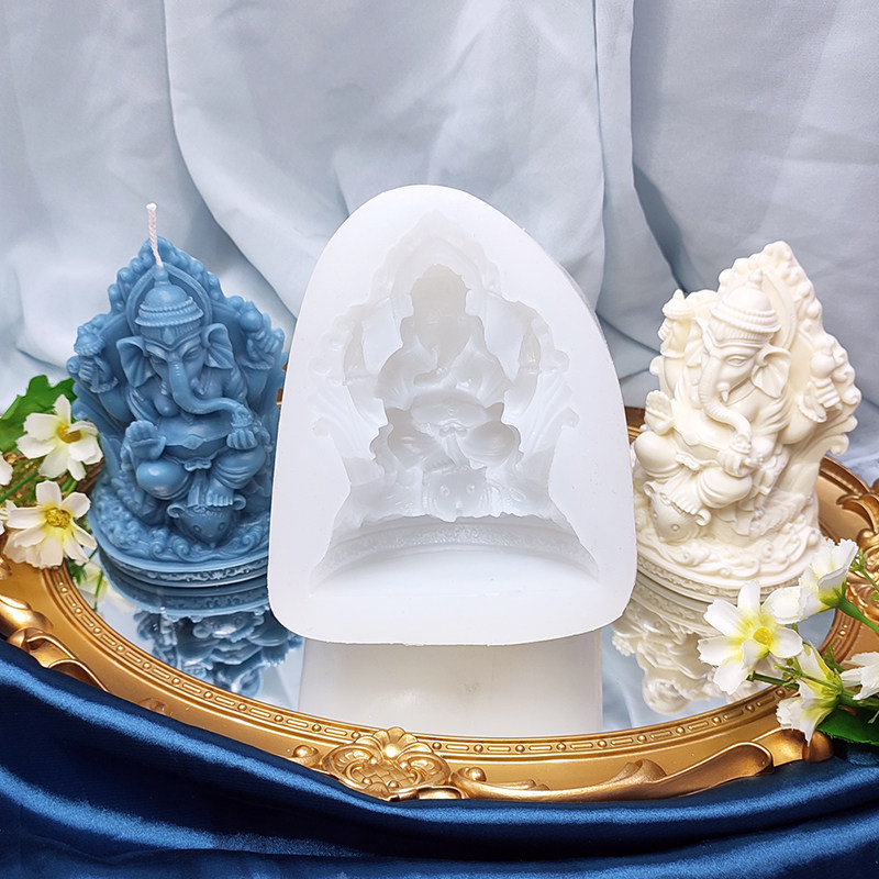 象神像3d立体香薰蜡烛硅胶模具手工石膏香皂滴胶翻糖巧克力矽胶模