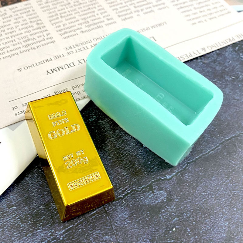 9金砖形状硅胶模具翻糖慕斯巧克力手工皂蜡烛金条模型滴胶diy