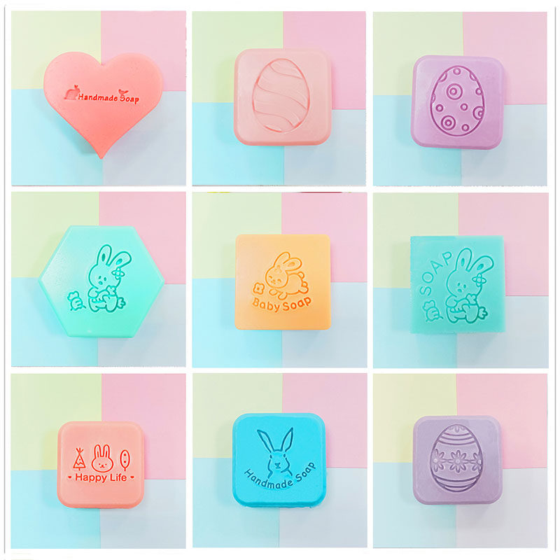 复活节彩蛋兔子亚克力皂章透明树脂印章手工香皂肥皂陶泥毛豆皂印