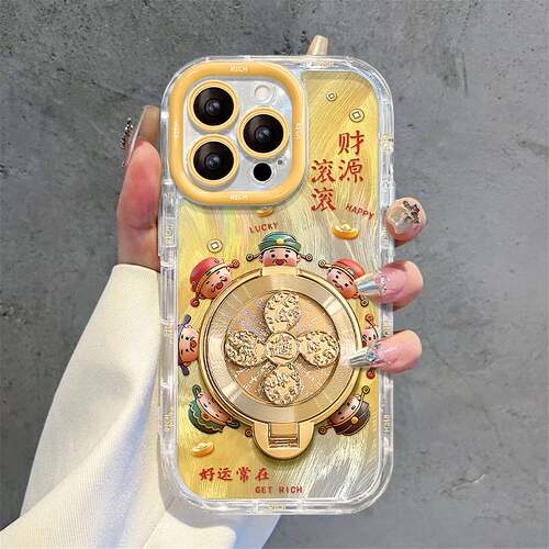 满屏财神支架适用苹果17promax手机壳新女款iphone15国风16高级感