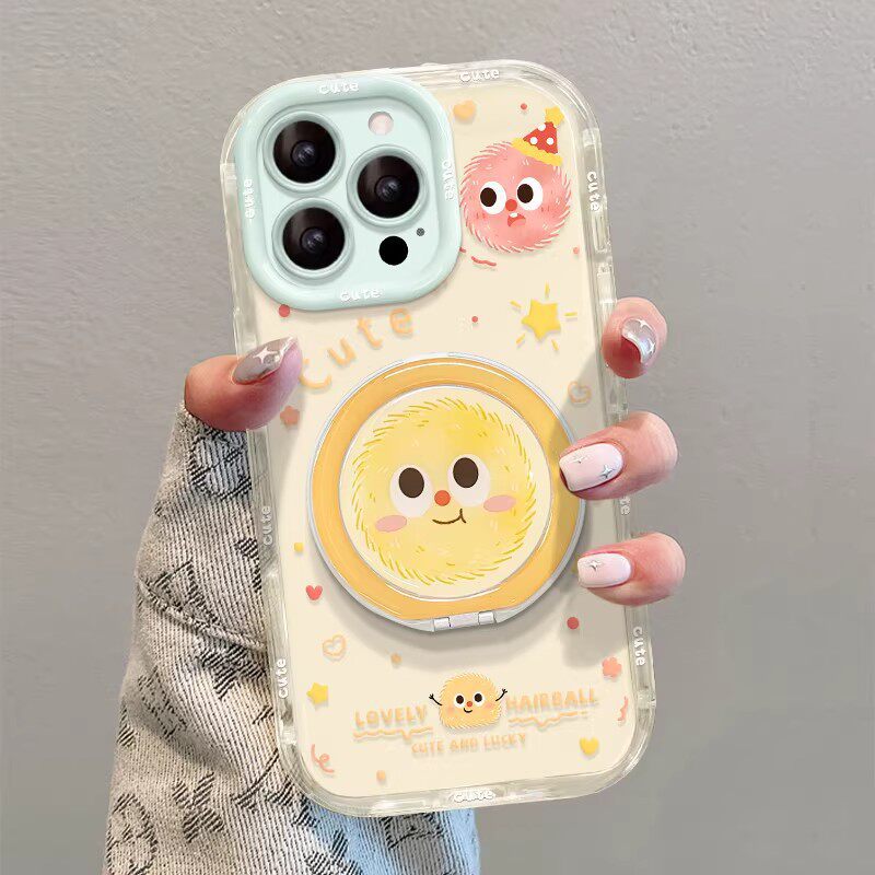 可爱毛球适用苹果16promax手机壳iphone17新女款15高颜值14甜美13