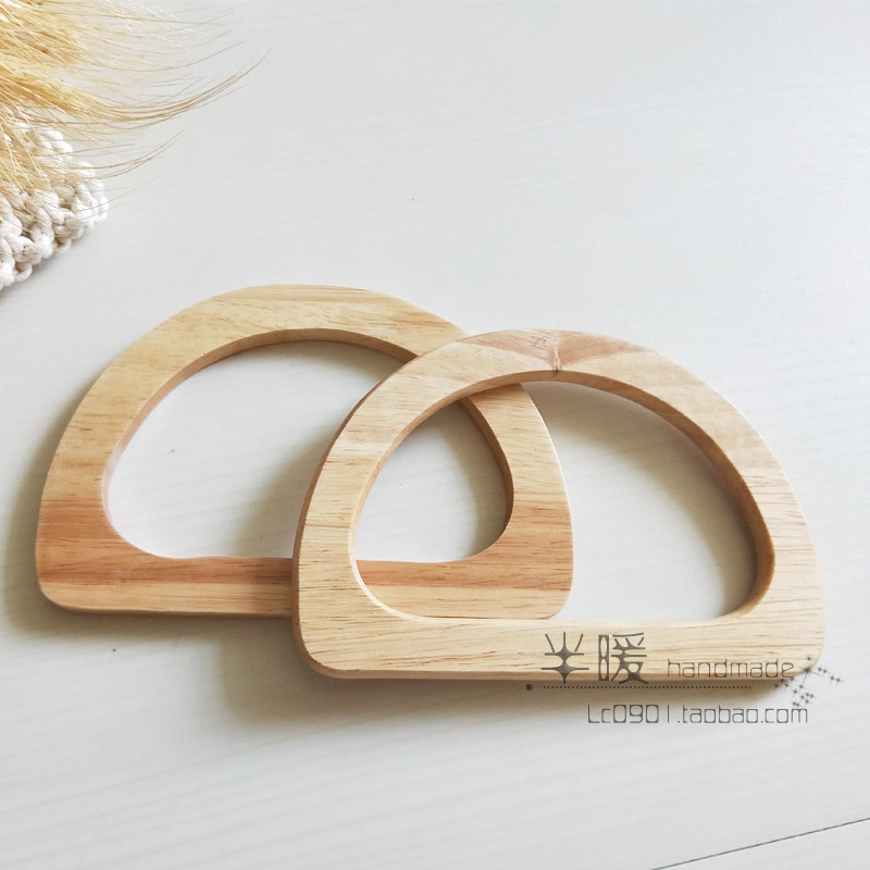 D-SHAPED HANDLE SOLID WOOD HANDLE CARRYING RING HANDLE DIY LUGGAGE ACCESSORIES HANDLE BRACELET CARRYING HAND CLOTH WOVEN BAG ACCESSORIES