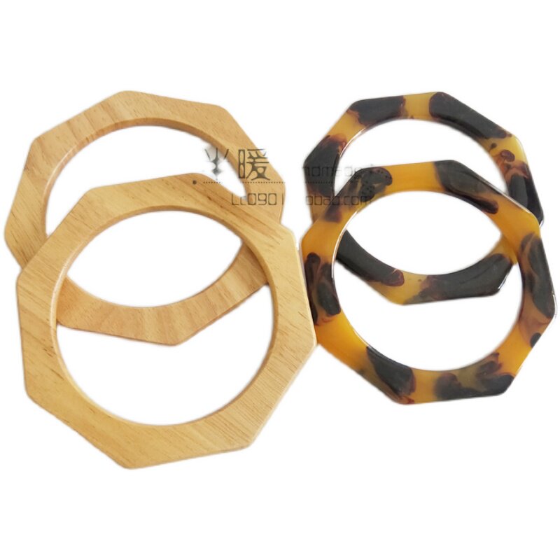 DIY HANDMADE HANDMADE ACCESSORIES SOLID WOOD ACRYLIC HEXAGONAL HANDLES KNITTED CROCHET PATCHWORK BAG BAG BRACELET WRIST