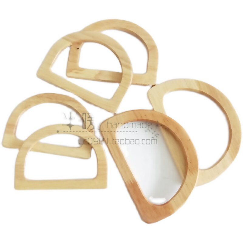 DIY WOMENS BAGS ACCESSORIES WOVEN BEADED CROCHET BAGS BAGS CARRYING ACCESSORIES SOLID WOOD D-SHAPED WOODEN HANDLES SHOULDER RINGS