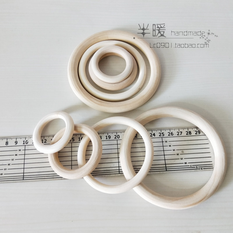 SEMI-WARM WOODEN HOOP DIY WOVEN MATERIAL ACCESSORIES ACCESSORIES SMALL HANDLE LOG COLOR WOODEN RING HANDMADE HOOK BAG HANDLE 1