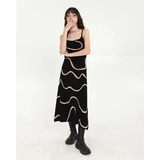Черная весенняя длинная юбка, весенний трикотажный приталенный корсет, расширенное платье, коллекция 2022