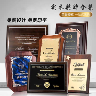 奖杯奖牌授权牌牌匾定制定做木质奖牌荣誉木牌金属牌匾挂牌制作