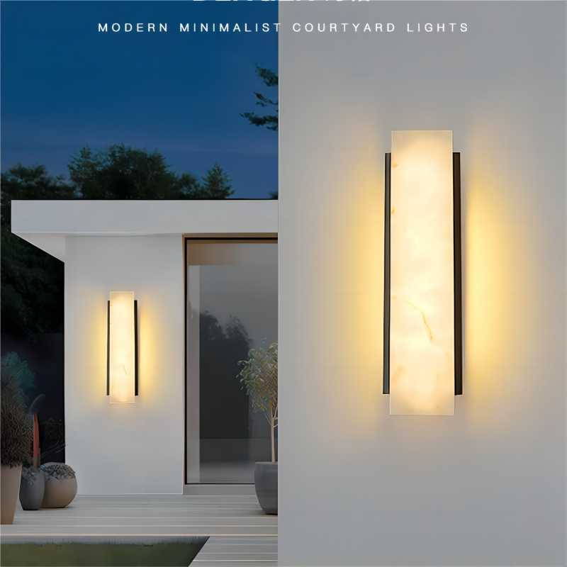 现代轻奢不锈钢仿云石壁灯室外阳台外墙别墅大门口户外防水壁灯