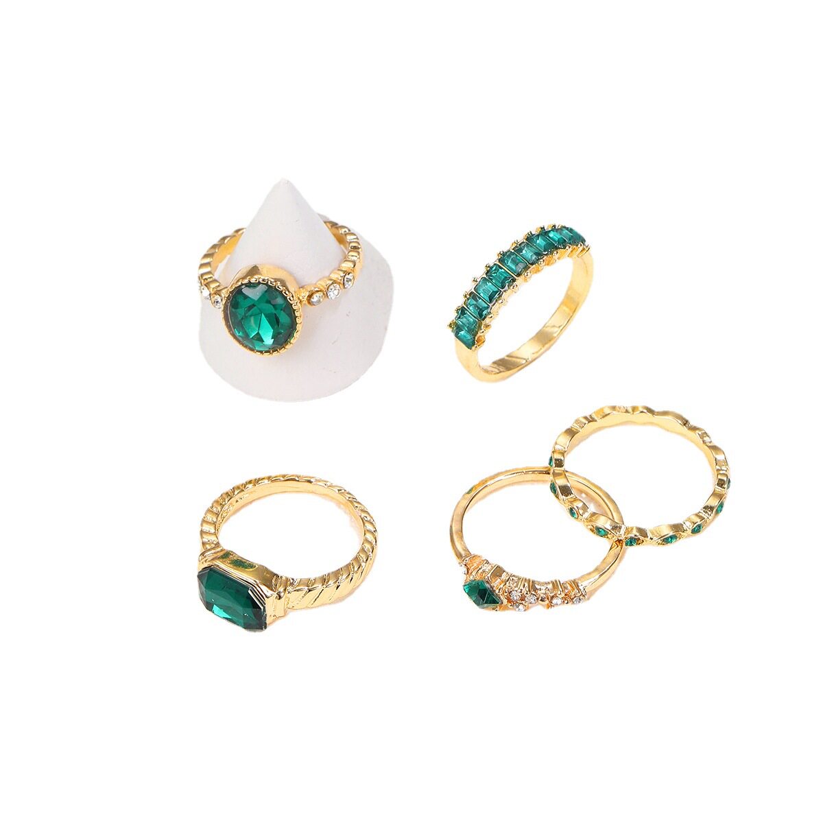 RINGS SET 5 PIECES GREEN RINGS INS WIND RING SET 5 PIECES JOINT RINGS