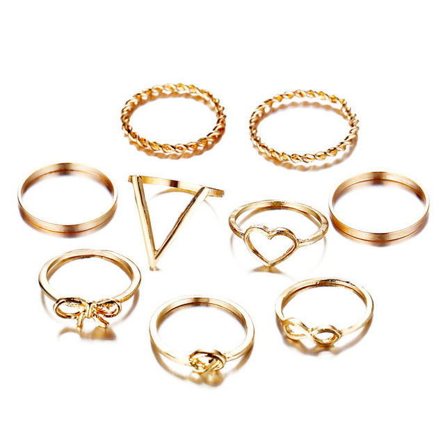 FINGER RINGS WOMEN 12PCS SETS OF 12PCS SETS OF DIAMOND RINGS ENTWINED KNOTTED ENGRAVED RINGS