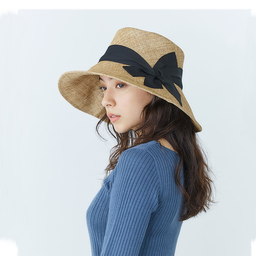 icap春夏麻质女大檐防晒遮阳帽