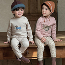 儿童秋衣秋裤 中领男女童纯棉舒绒睡衣小童家居服北欧风300克 套装