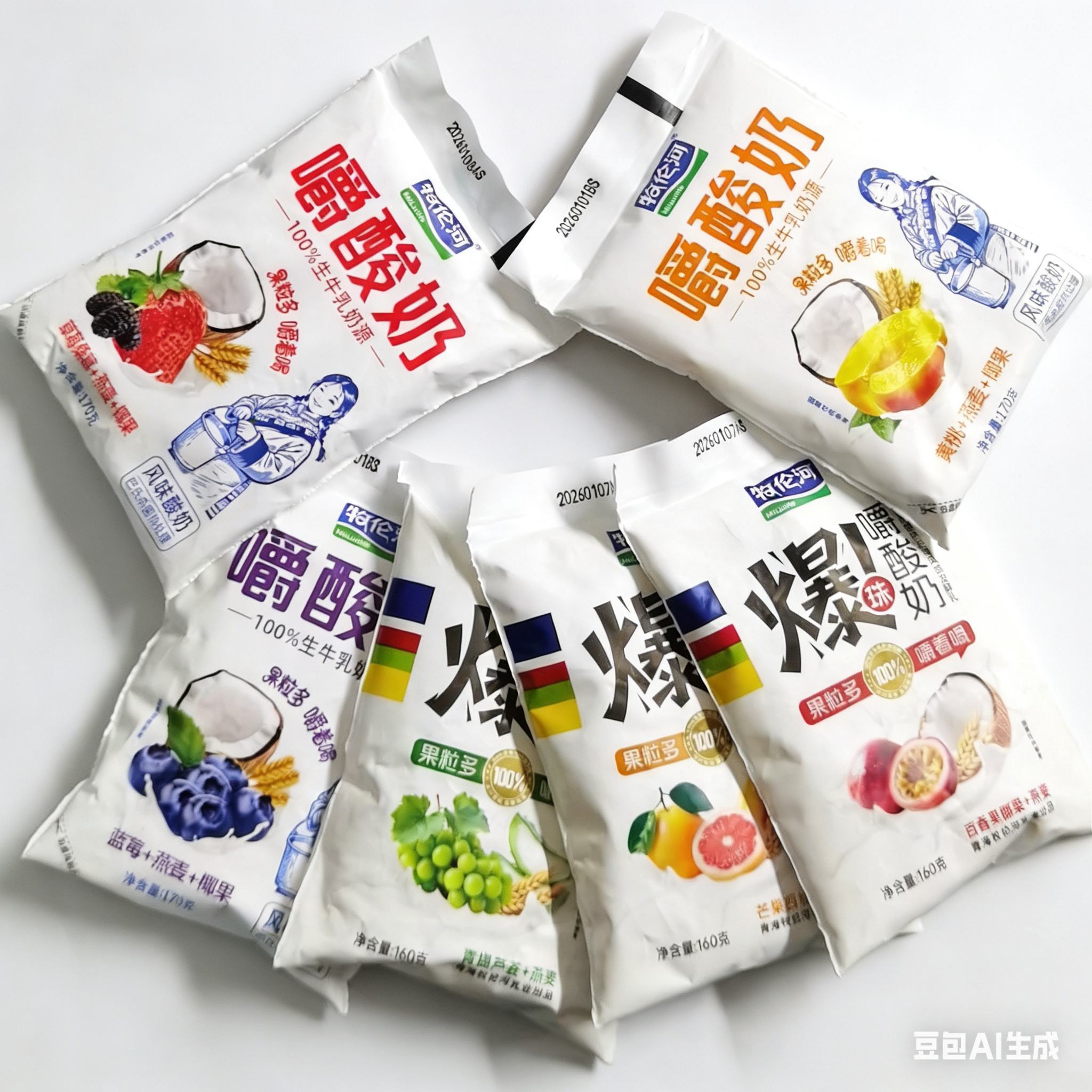 牧伦河藏小纯嚼酸奶袋装酸奶鲜奶发酵嚼着吃的燕麦果仁早餐奶