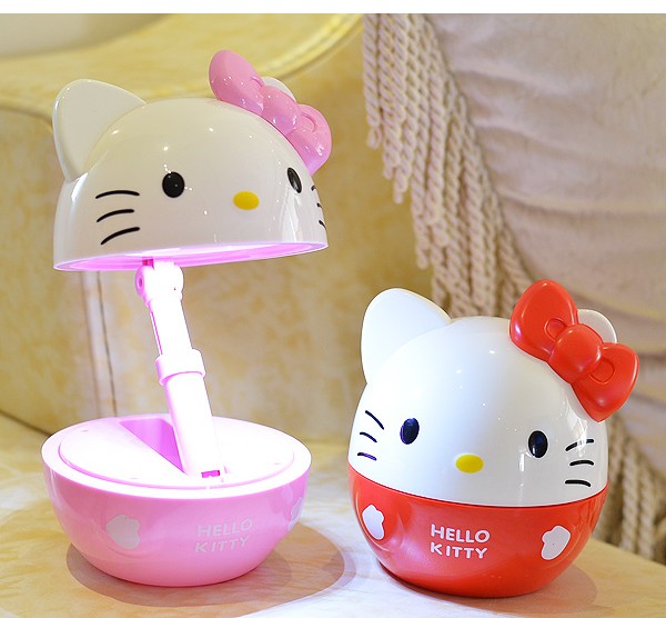 hello Kitty床臺充電LED小臺燈護眼學習辦公室書桌插電充插兩用燈