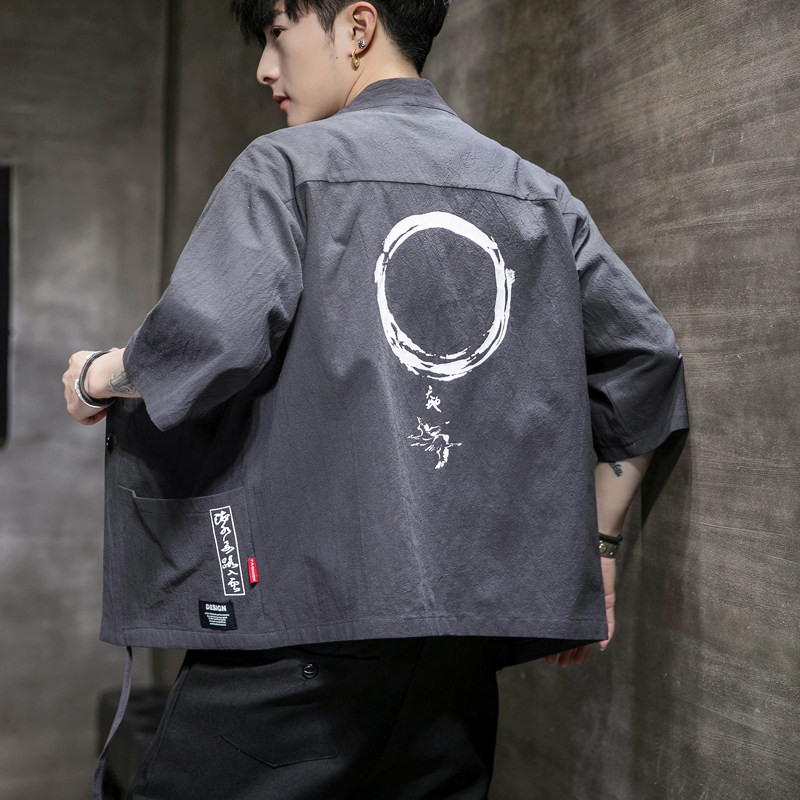 F868P45室内风2024夏装新款风青年潮流印花大码汉服外套,男装夹克,电商A026