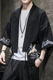F861P55室内风仙鹤绣花风潮流百搭汉服外套加大码七分袖，男装夹克，电商A026