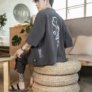 A70 P60 咖啡厅 2024夏装新款风大码宽松七分裤汉服潮流套装图片