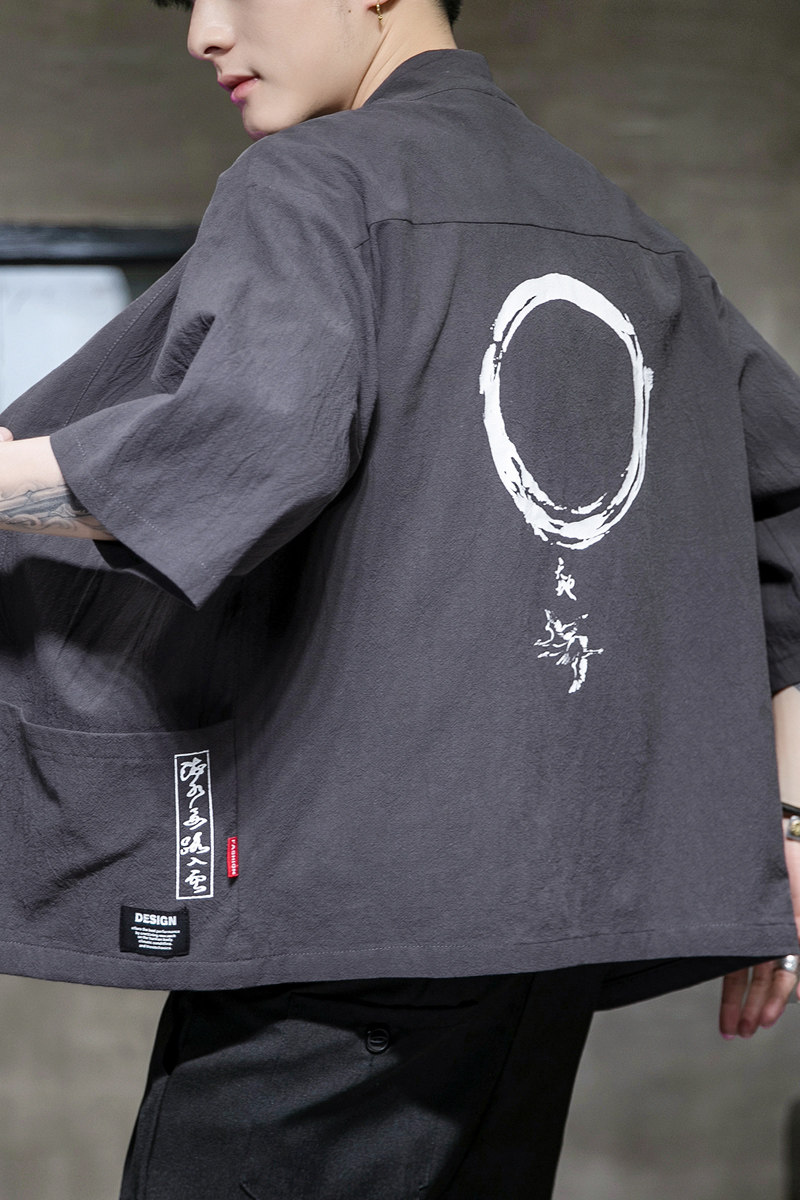 F868P45室内风2024夏装新款风青年潮流印花大码汉服外套,男装夹克,电商A026