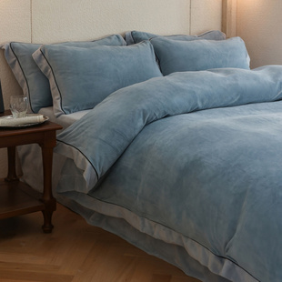 （总）万盛家纺 2025新款牛奶绒宽边黑麻绳四件套图