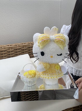 Hellokitty永生花花仙子摆件520情人节送女友生日