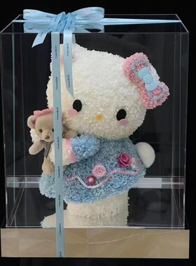 七夕情人节礼物送女友生日创意永生花helloKitty可爱真花KT猫摆件