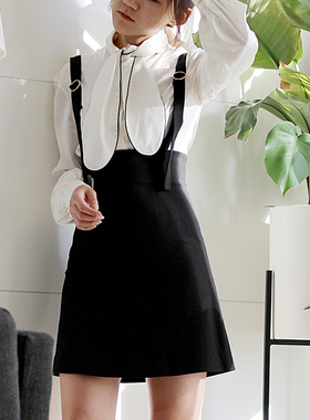 芦苇种子ReedSeed｜显瘦复古超高腰可拆卸背带A字短裙 RS05016