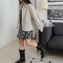 盐系棉麻工装风复古夹克简约立领宽松外套RS03043