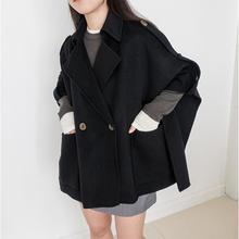 全羊毛双面呢斗篷式大衣西装领毛呢外套 RS03018