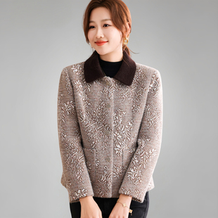小香风女士毛呢外套2025冬季新款中年短款呢大衣气质妈妈高端上衣