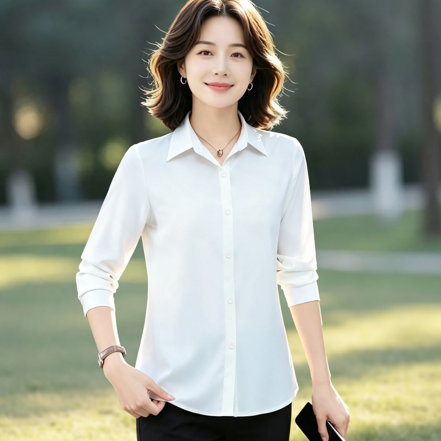 白衬衫女士长袖春秋季上衣