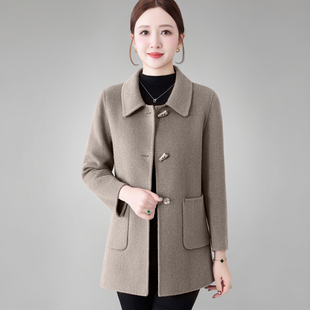 双面呢大衣女冬装2025新款小个子气质高端上衣妈妈中款羊毛呢外套