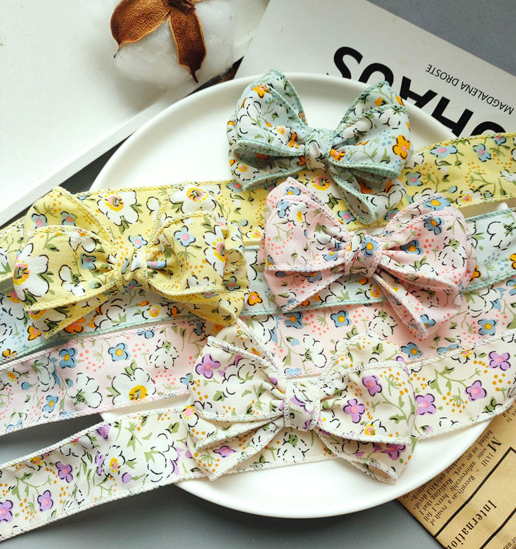 夏款 手作蝴蝶结小碎花丝带拷边布条diy手工儿童发饰材料 一琳c77