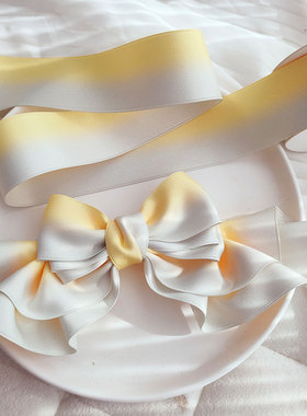 手染多色渐变加厚高密DIY手工蝴蝶结丝带渐变缎带发饰材料一琳D58