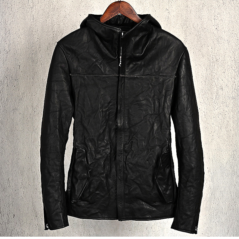 褶皱手工外贸皮衣欧美范