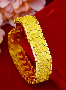 越南沙金手链男士霸气土豪龙祥加宽手表链镀金黄金色潮男时尚手饰