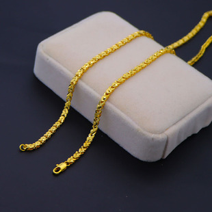 越南沙金项链女仿真18K黄金男士镀金色单链子久不掉色四叶草首饰