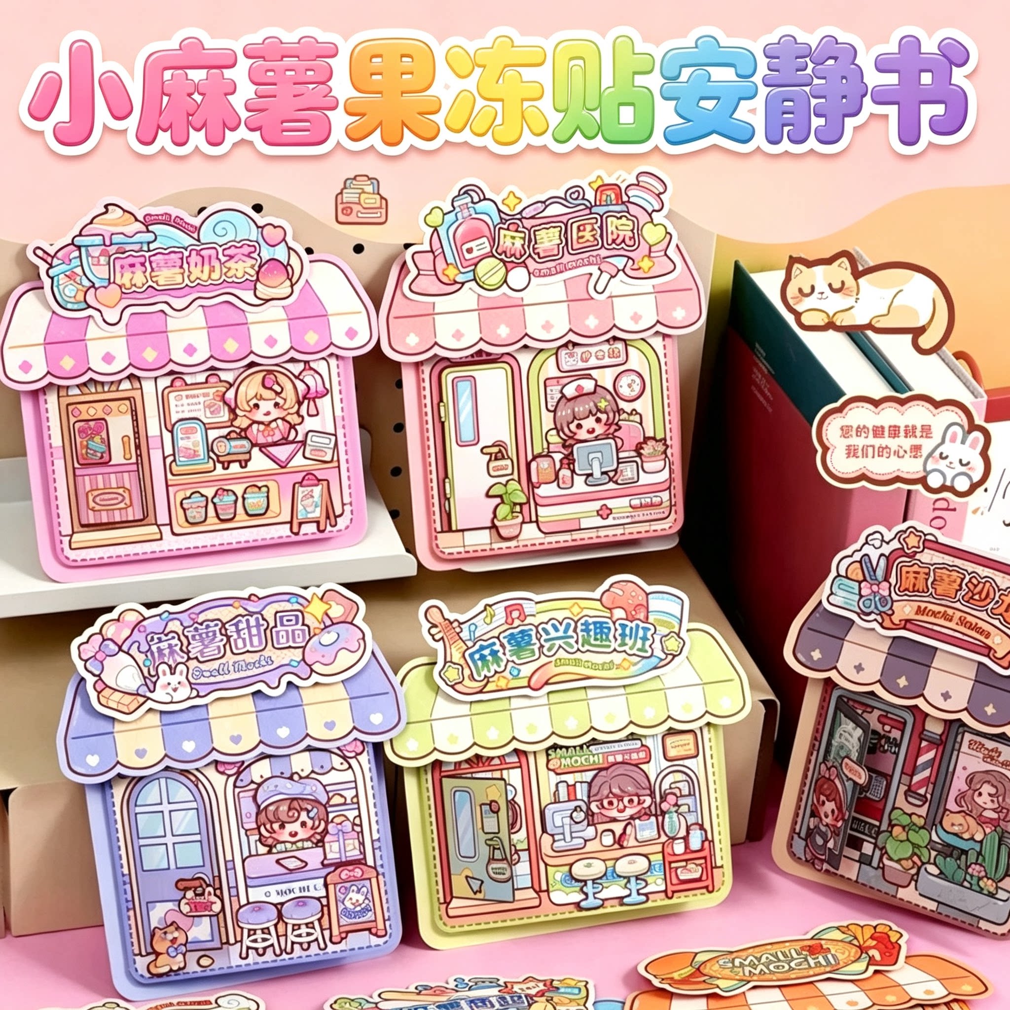 小麻薯果冻贴安静书新款第二弹女孩免裁剪儿童手工diy玩具粘贴纸