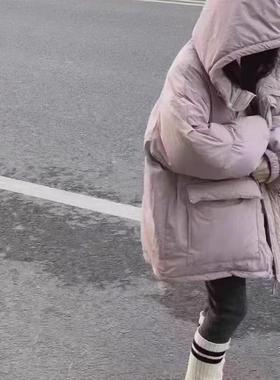 特价现货冬款波拉BORA儿童连帽白鸭绒工装面包服羽绒服外套亲子