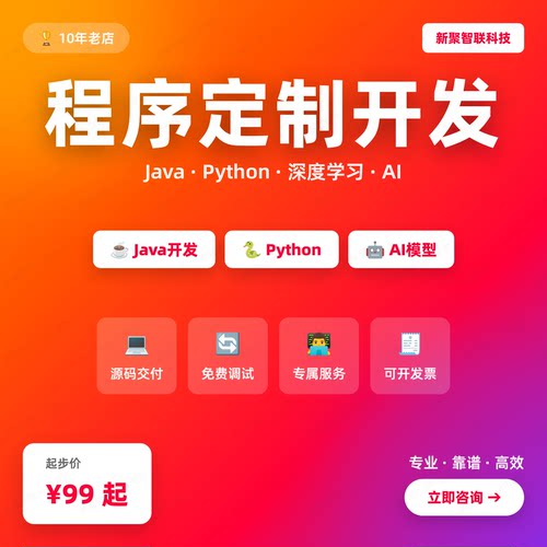 计算机程序设计开发服务 Java Python 深度学习 定制开发代编程