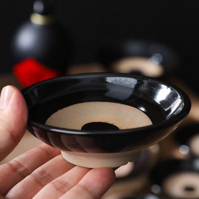 复古粗陶土碗陶瓷酒碗中国风