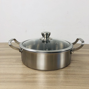 瑕疵304不锈钢一体钢三层复合钢加厚鸳鸯火锅煎锅平底锅26/28/30